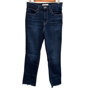 Levi's 724 High Rise Raw Hem Dark Wash Jeans Size 30